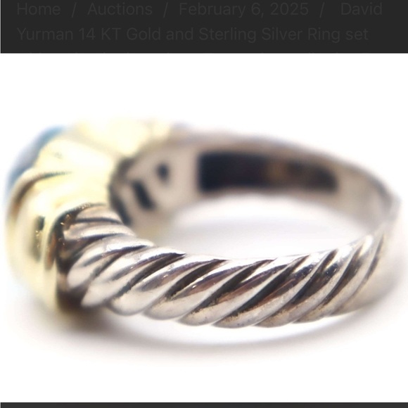 David Yurman Capri Blue Topaz Sterling Silver & 14K gold ring - Picture 4 of 11